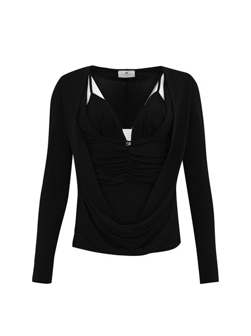 Maglia in jersey crepe con logo gioiello Elisabetta Franchi | MD00156E2110